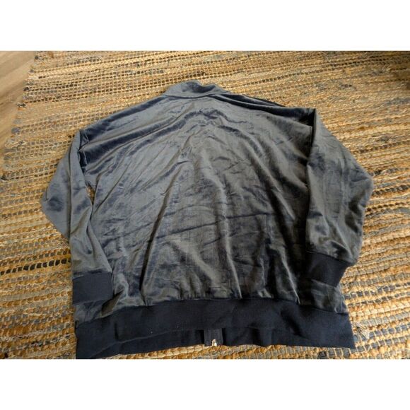 Blue Velour Zip Front Athletic Jacket Petite Large Womens PL Full Zip Activewear - Picture 6 of 6